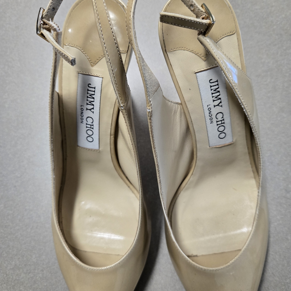 Jimmy Choo Cream Patent Leather Heels